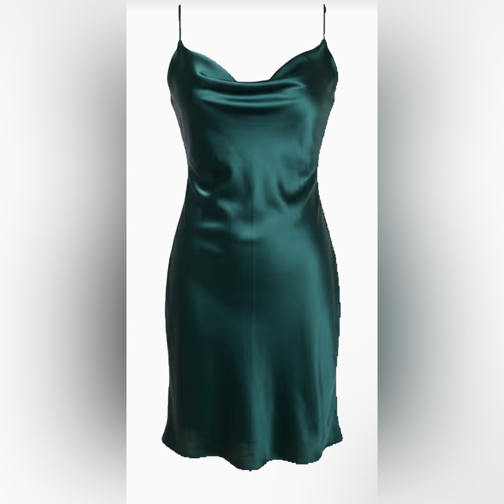 Oh Polly Emerald Satin Mini Dress